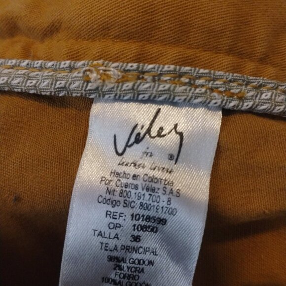 Velez Men's Semi‎ Fitted Straight Leg Chino Size 36 Yellow Casual 32" Inseam - Picture 8 of 8